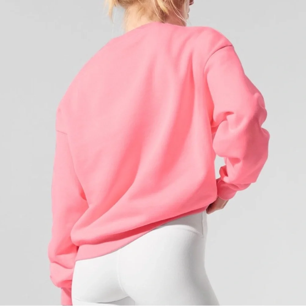 ALO Accolade Crew Neck Pullover Neon Bubblegum S